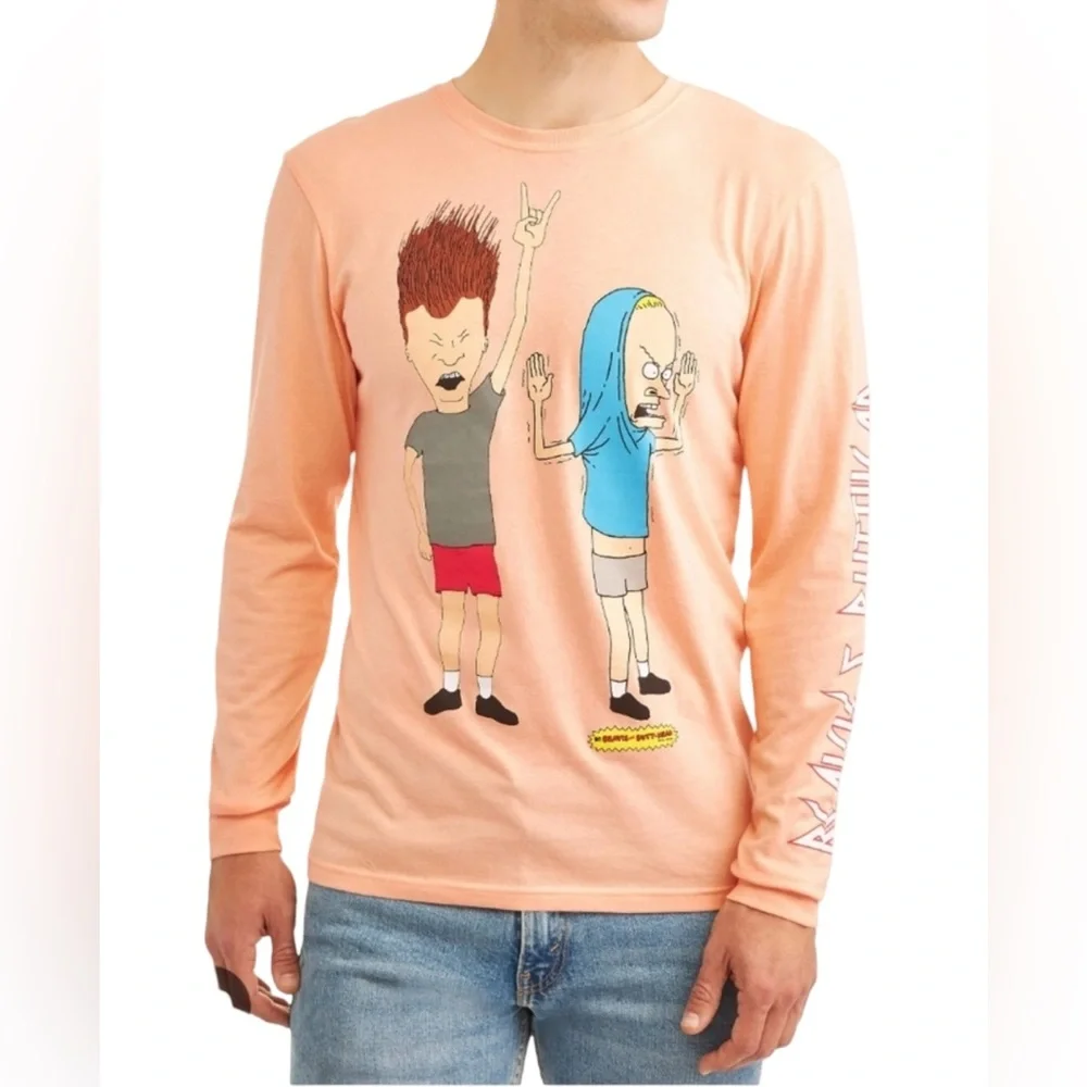 Beavis & Butt-Head 90s Y2K Retro Long Sleeve Tee Shirt MTV Large